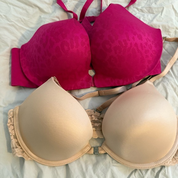2 Victoria's Secret Push Up Bras - front clasp. Pink and beige Bras - Picture 2 of 6
